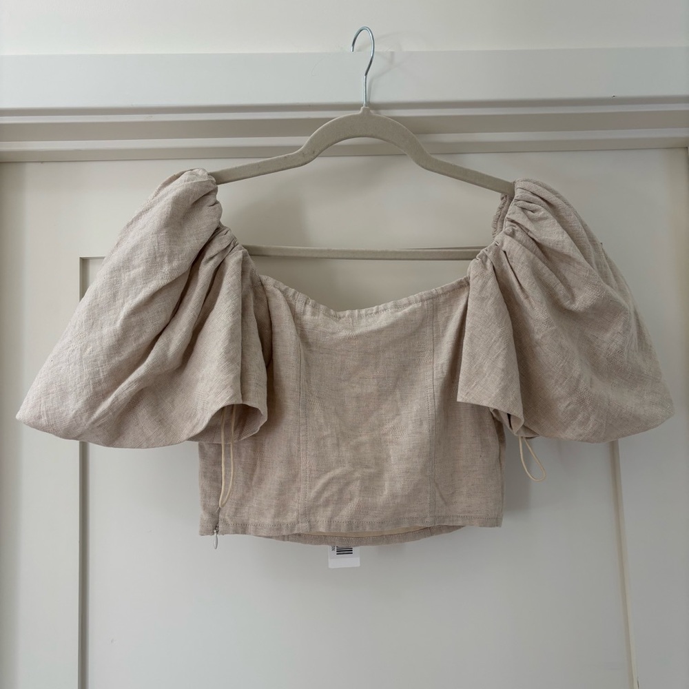 NWT Jonathan Simkhai Square Neckline Short Sleeve Crop Top 0 - Picture 5 of 5